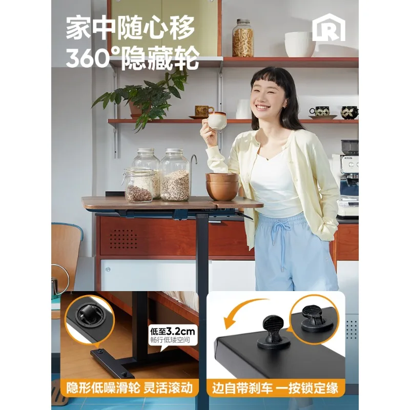 طاولة بجانب السرير، طاولة رفع من الخشب الصلب، أي كمبيوتر، جانب منزلي قابل للإزالة #2