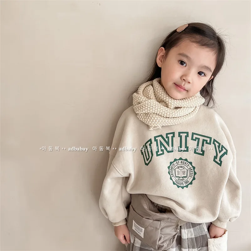 

Kid Hoodie Top 2024 Children Autumn and Winter New Children Autumn Korean Style Fashion Fleece Hoodie Girls Winter Top