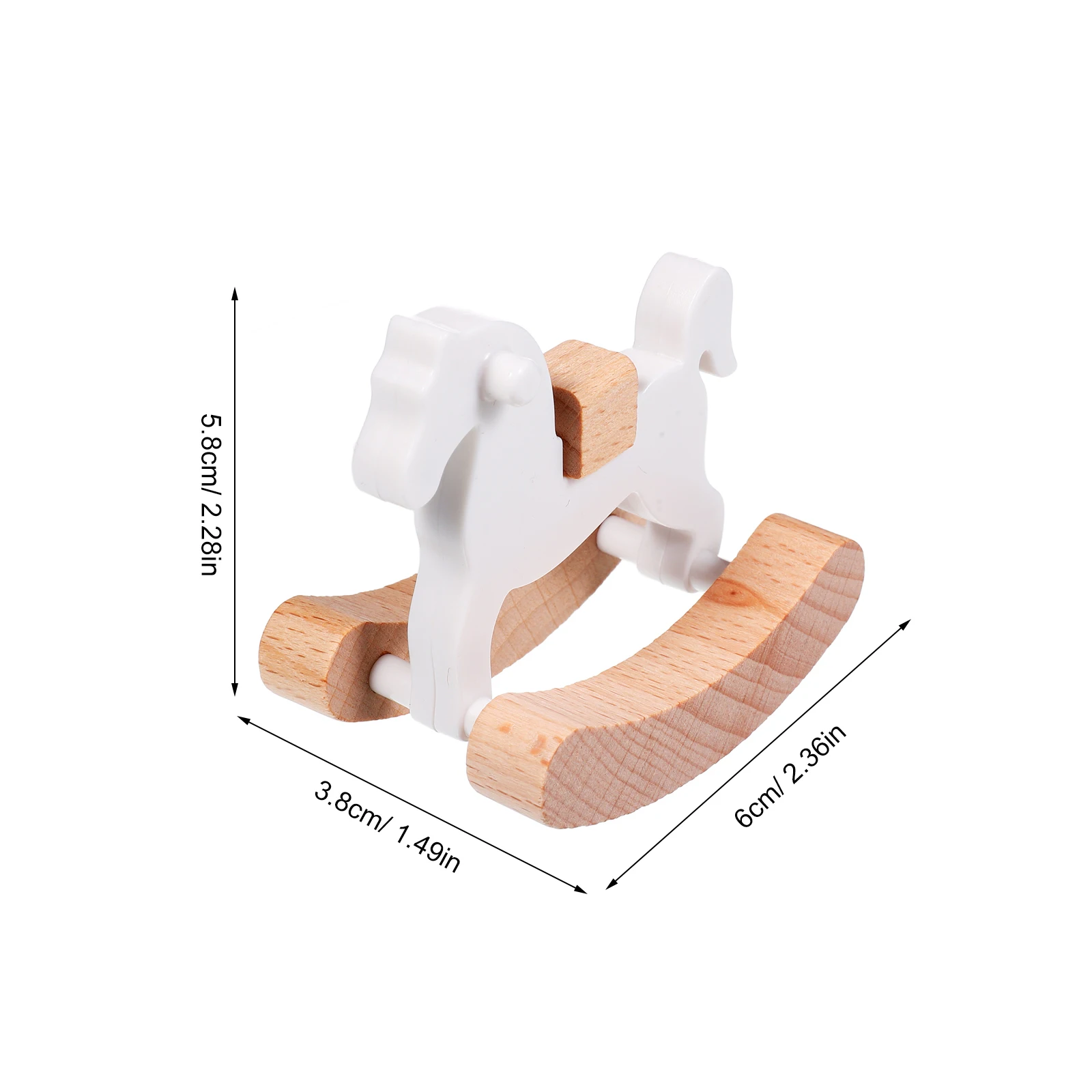 4 pezzi cavallo a dondolo in legno casa delle bambole in miniatura mobili per la scuola materna del bambino artigianato fatto a mano dettaglio esplorazione tattile animale da tavolo