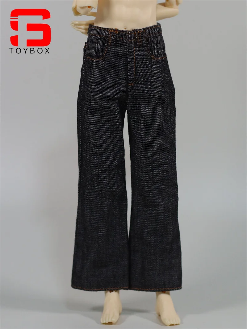 Pantalones vaqueros femeninos a escala 1/6, pierna recta, pantalones de pierna ancha, modelo de ropa apto para cuerpo de figura de acción de soldado de 12 pulgadas