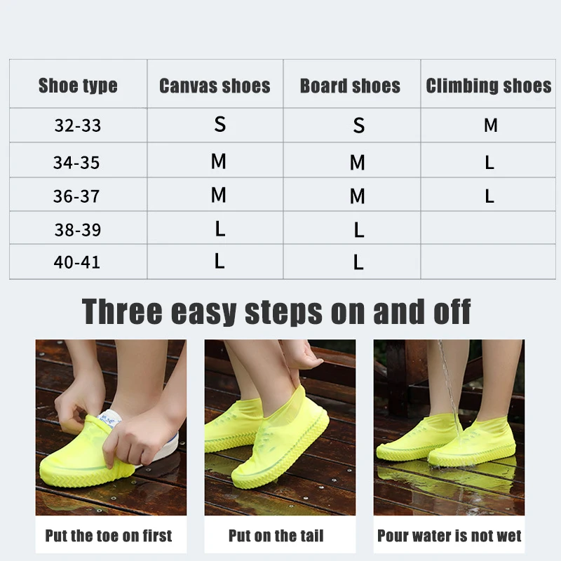 Thicken Waterproof Shoe Covers Silicone Anti-Slip Rain Boots Unisex Sneakers Protector Outdoor Rainy Day Shoes Cover For Women