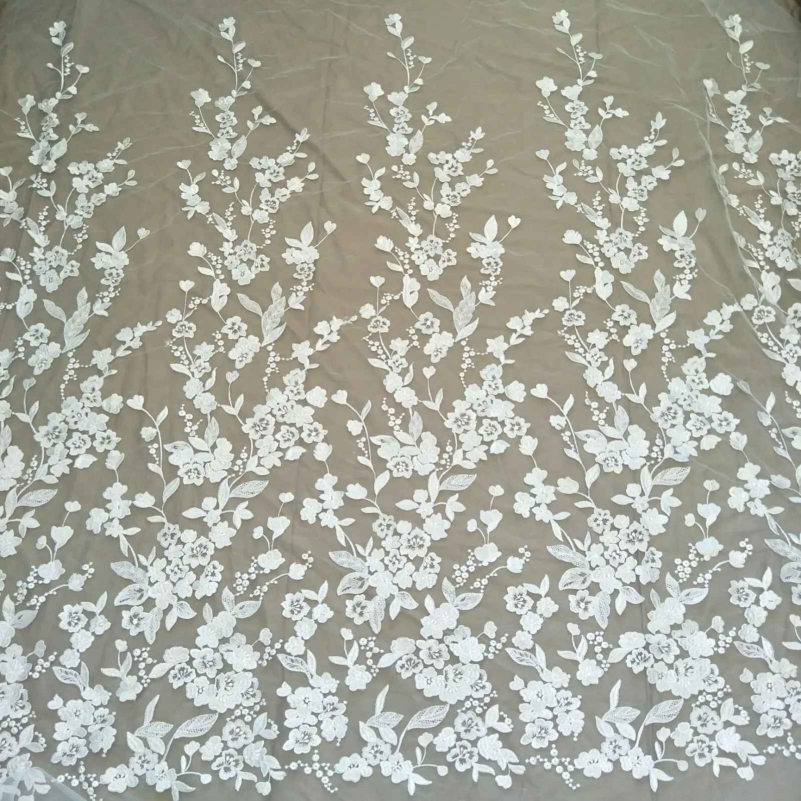 thick material bridal lace fabric 130cm width wedding gown dress lace fabric sell by yard