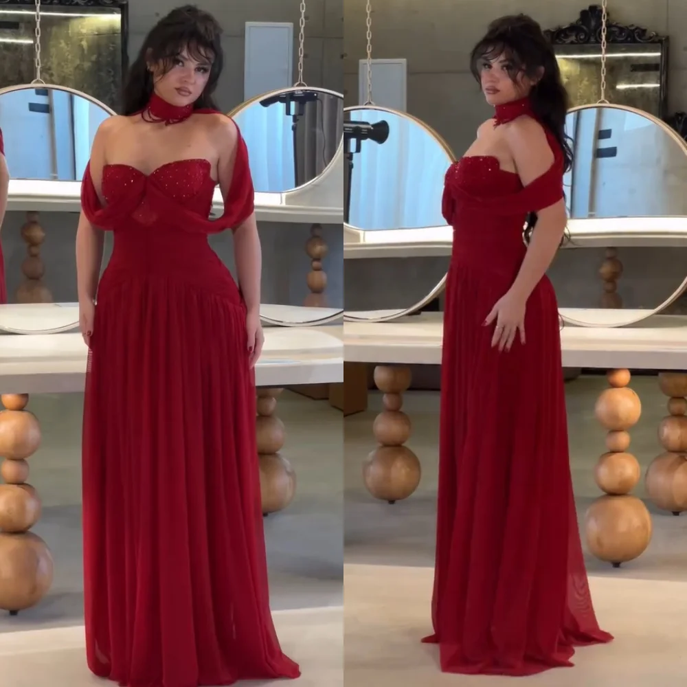 

Customized Exquisite Chiffon Pleat Sequined A-line Sweetheart Long Dresses Quinceanera Bespoke Occasion High Quality