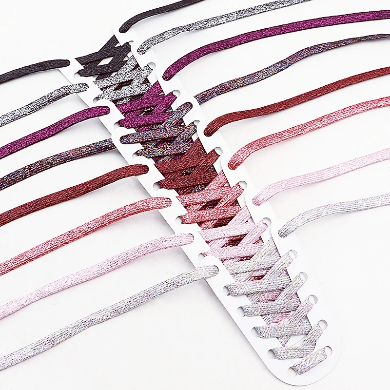 1 Pair Glitter Shoelaces Colorful Gold Silver Shiny Flat Laces for Athletic Sneakers Shoes Boot 1CM Width Shoelace Strings