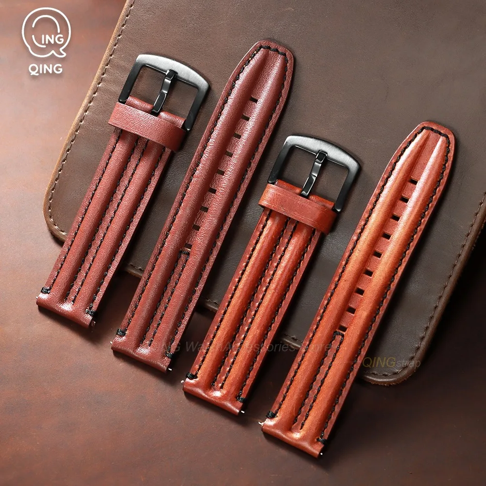 20mm 22mm 24mm Vintage Leather Cowhide Straps for Seiko for Omega Quick Release Watch Bands for Rolex Waterproof Sport Bracelets