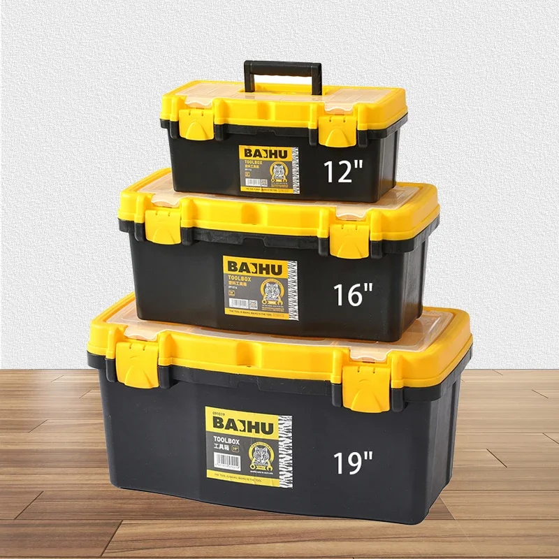 

12/16/19 Inch Hardware Toolbox, Plastic Thick Combination Suitcase Electrician Carpenter Electric Drill Storage Box