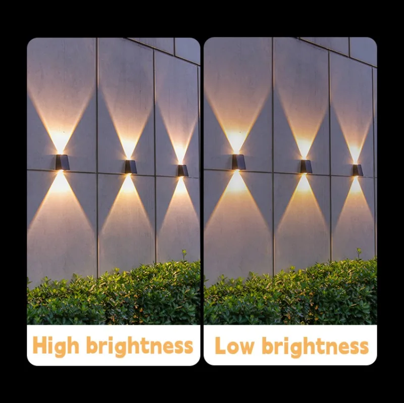 2 LED Solar Wall Lamp Waterproof Outdoor Solar Garden Decor Lights Up and Down Luminous Lighting for Street Balcony Garden Villa