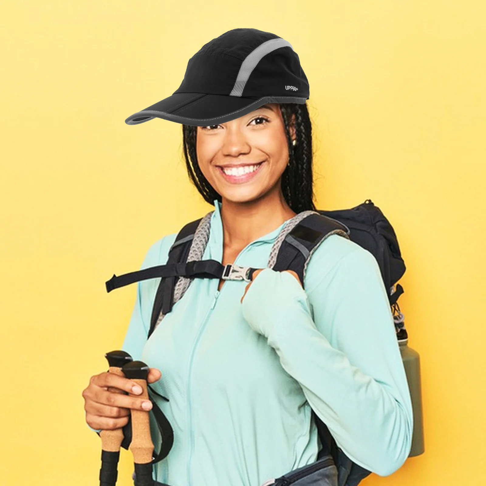 

Foldable Hiking Cap Threefold Design Breathable Mesh Quick Dry Uv Protection Outdoor Running Fishing Hat Travel Sport