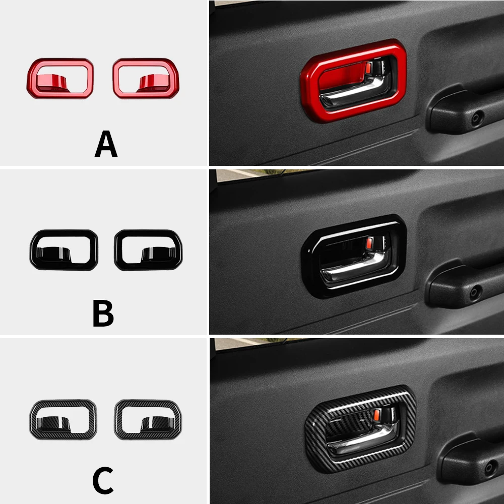 

For Suzuki Jimny JB64 JB74 2018 2019 2020 2021 2022 2023 2024 2025 3 Doors Version Inner Door Handle Cover Handle Frame Sticker