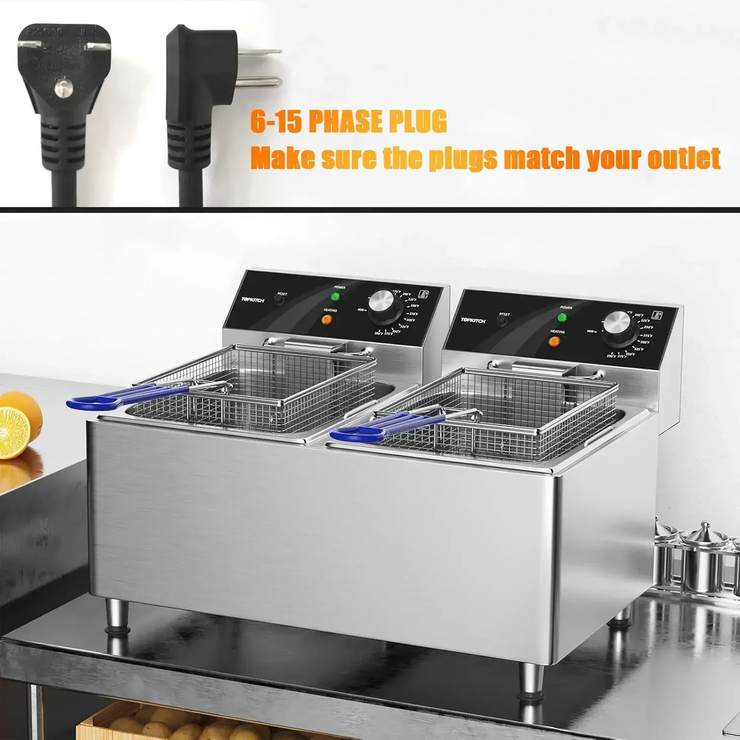 Deep fryer Commercial Deep Fryer 12L x 2/25.4QT Dual Tank Electric Deep Fryers with Basket Electric Countertop Fryer for