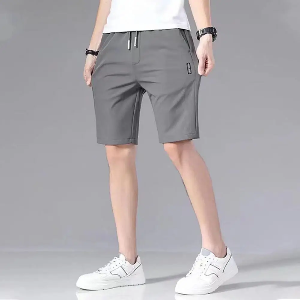 Men's Shorts Summer Casual Male Solid Color Breathable Shorts Fashion Drawstring Elastic Waist Beach Shorts Clothing