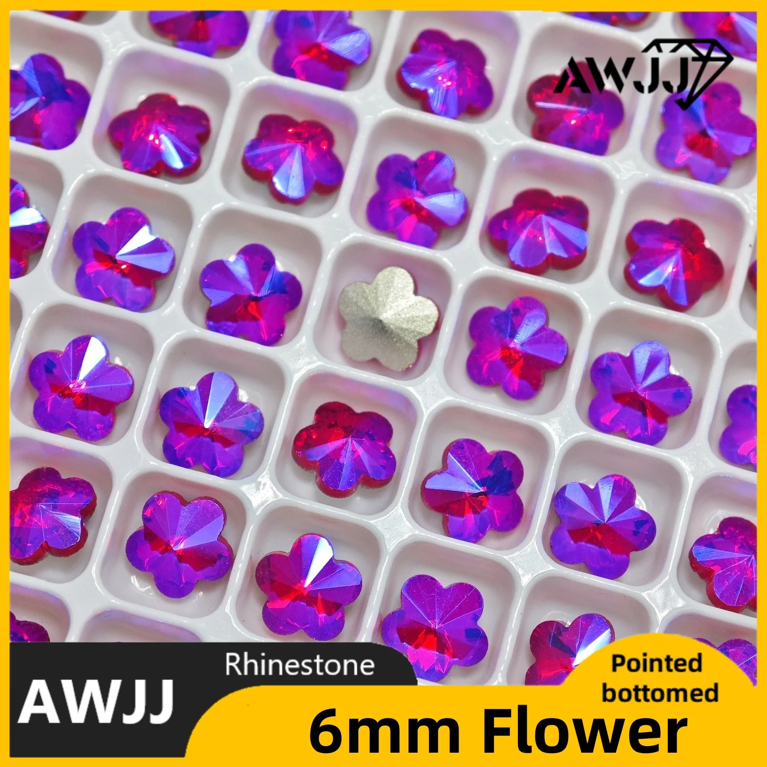 6mm Flower Shaped Crystal All Color Pointed bottomed Decoration Gems Used for earrings necklaces Nail Jewelry accessory