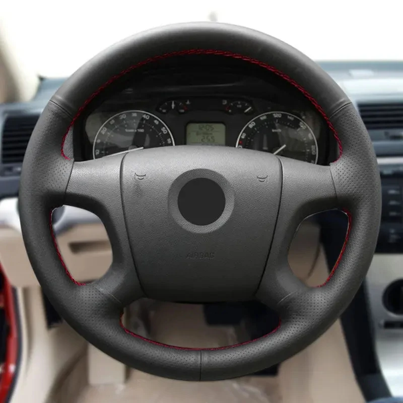 

Hand Braid Car Steering Wheel Cover For Skoda Octavia Fabia Superb Roomster 2006 2007 2008 Soft Perforated Microfiber Leather