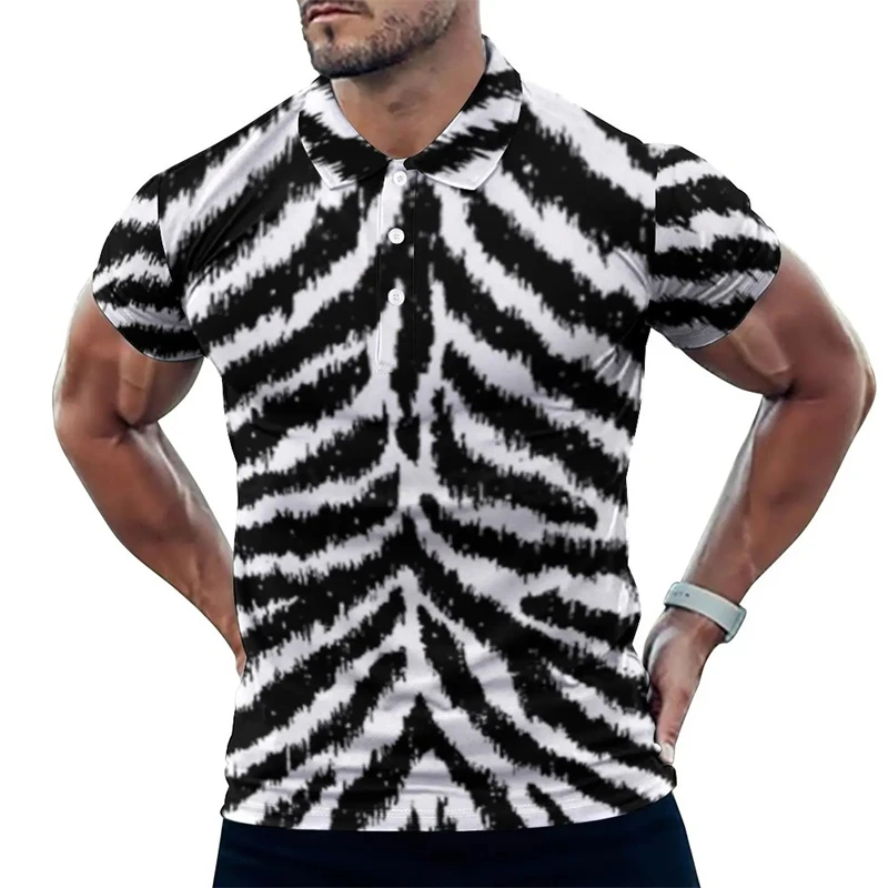 Rainbow Black Stripe Zebra 3D Printed Short Sleeve Polo Shirts For Men Clothes Animal Pinto Skin Women POLO Shirt Leopard Tops