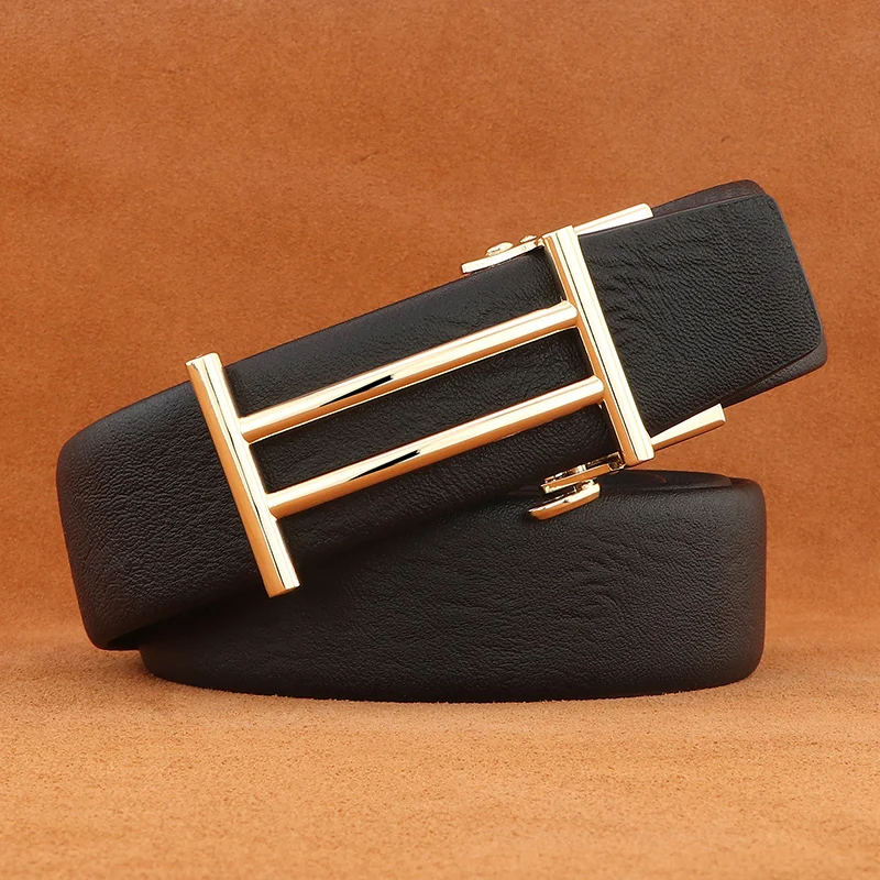 

Высококачественные дизайнерские черные ремни шириной 3,5 см, мужские автоматические пряжки, роскошный брендовый черный повседневный поясной ремень из натуральной кожи