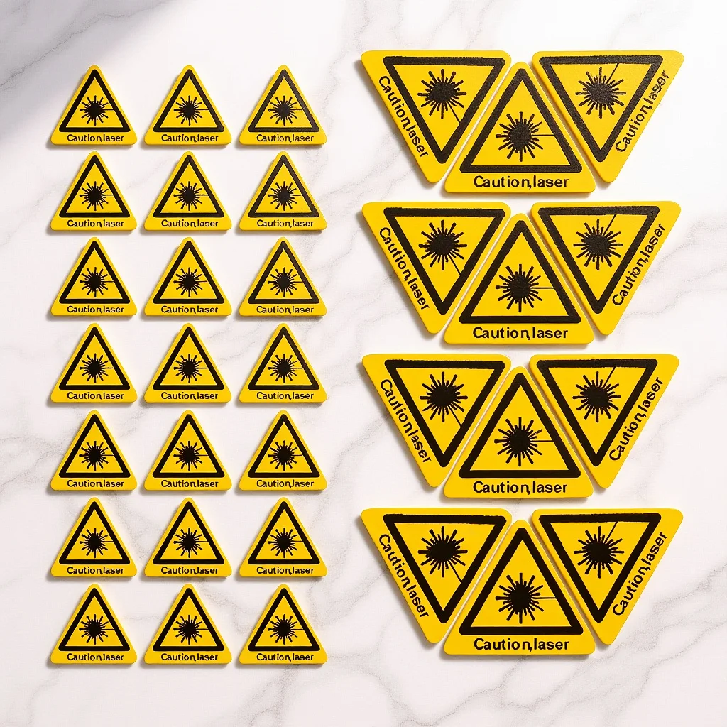 50Pcs Laser Warning Sign Safety Sticker Caution Labels Adhesive Security Warning Decals for Hazard Awareness Safety Sign