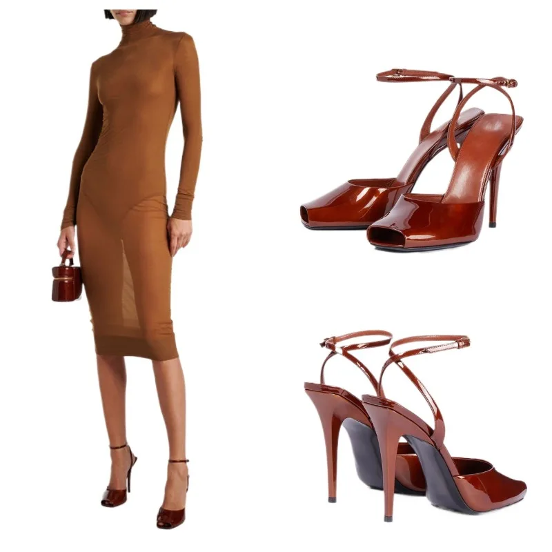 

European AndAmerican Sexyhot Girlfashion Linebuckle Withslim High-heeled Runwayshoes Forwomen,simple Andversatile Fishmouthshoes