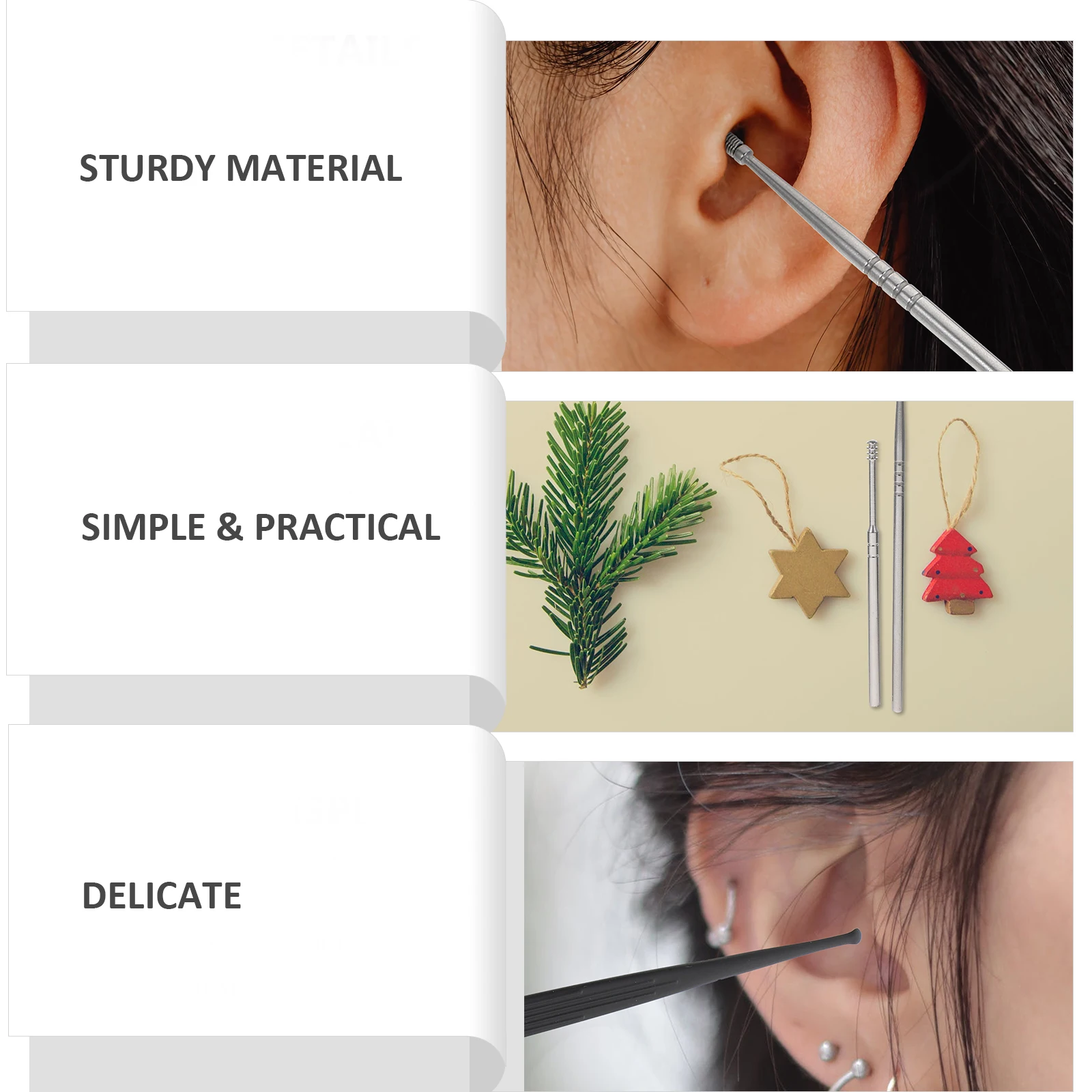 Ear Pick 3 Sets Earwax Removers Spoon Picks Clean Tool Home Travel Stainless Steel Health Earwax Picking Tools Care