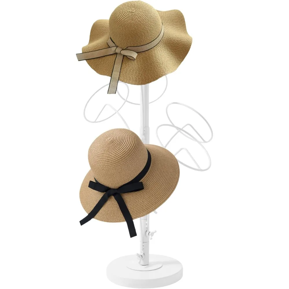 

Подставка для шляп с 6 круглыми крючками, металлическая стойка для шляп и париков высотой 28 дюймов с регулируемыми крючками, органайзер для бейсбольных кепок, стойка для головных уборов