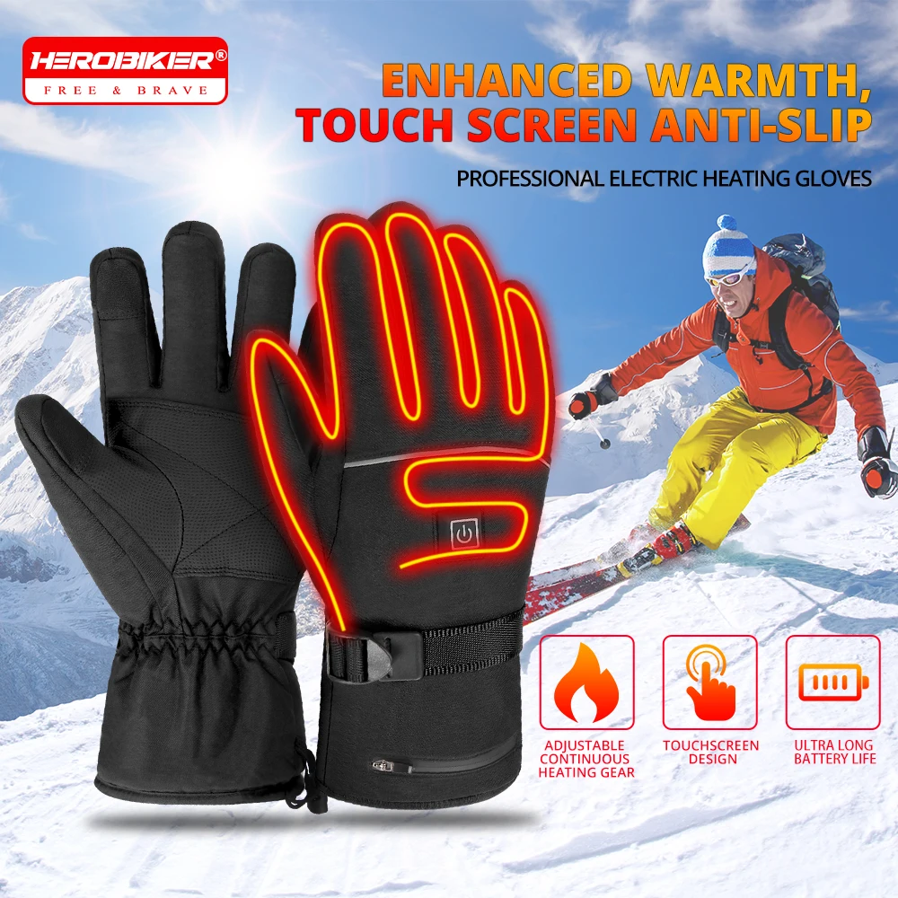 

New Ski Electric Heated Gloves Winter Warm Skiing Heated Gloves Waterproof Motorcycle Riding Self Heating Gloves
