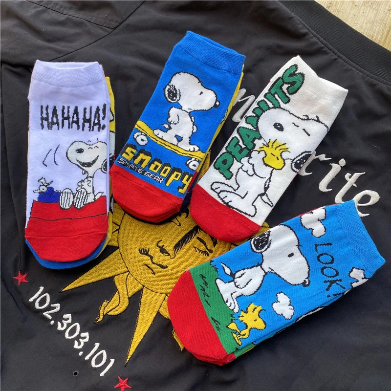 Kawaii Peanuts Snoopy Cotton Socks Short Socks Sports Socks Soft Breathable Sweat Absorption Versatile Couple Girls Toys Gift