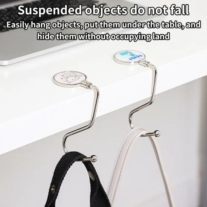 Large Cartoon Pattern Load-bearing Table Side Hook Metal Portable Hanging Bag Hook Handbag Hanger Foldable Hanging Desk Hook