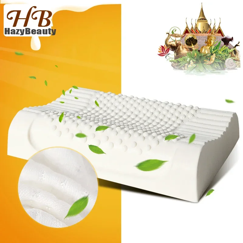 Almohada Cervical de cama de látex Natural de Tailandia, almohada ortopédica para el cuidado de la salud para el cuello, almohada de espuma de látex Dunlopillo, Almohada para dormir