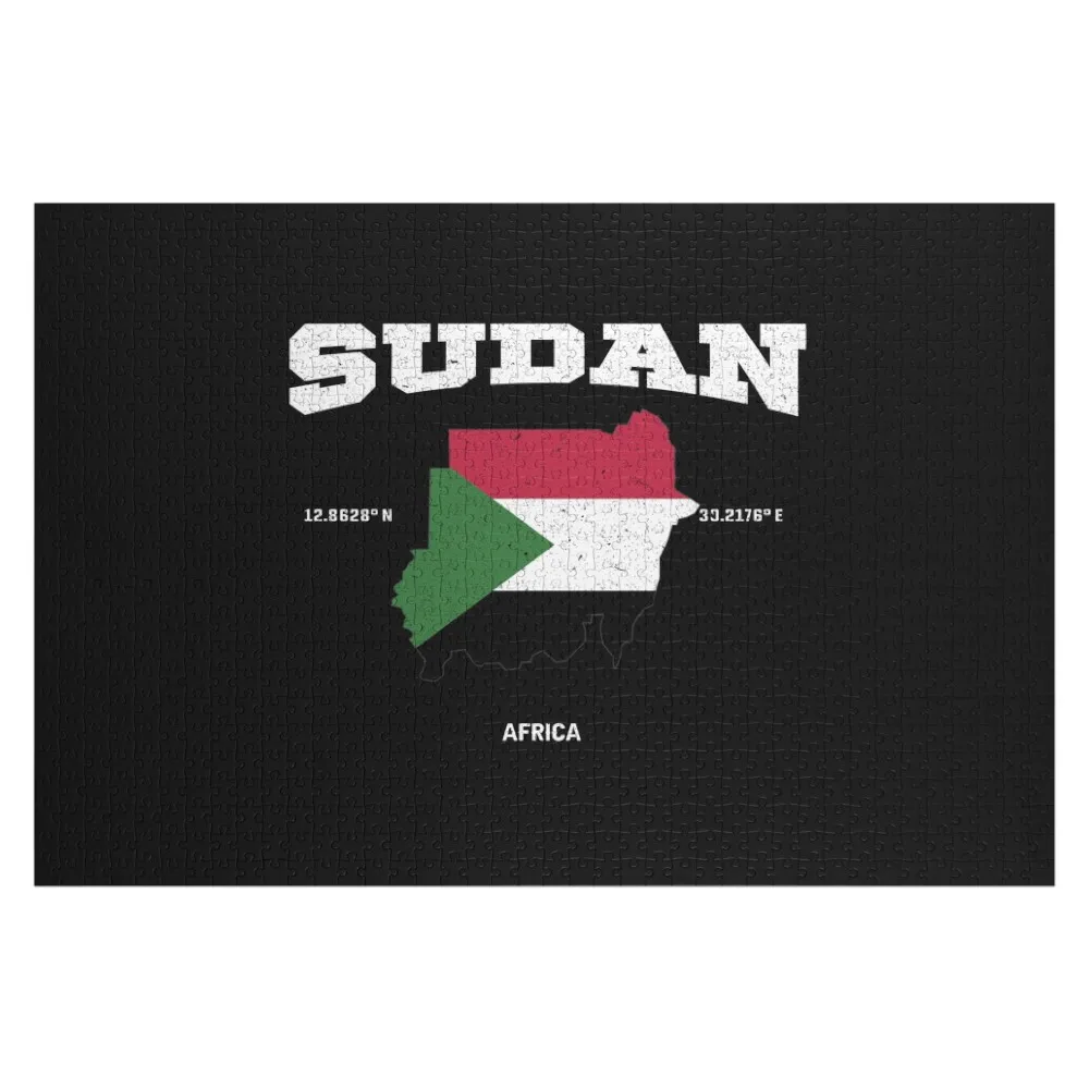 Sudanese Flag and Map, Sudan coordinates, sudan location Jigsaw Puzzle Personalised Name Custom With Photo Puzzle