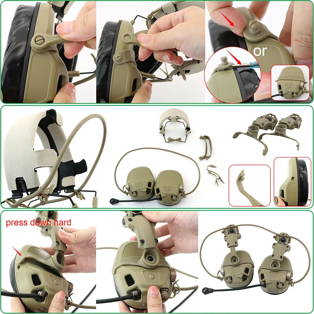 Tactical Headset Helmet ARC Rail Adapter for TAC-SKY Tactical AMP Headset Communication Noise Reduction Pickup Shooting Headset