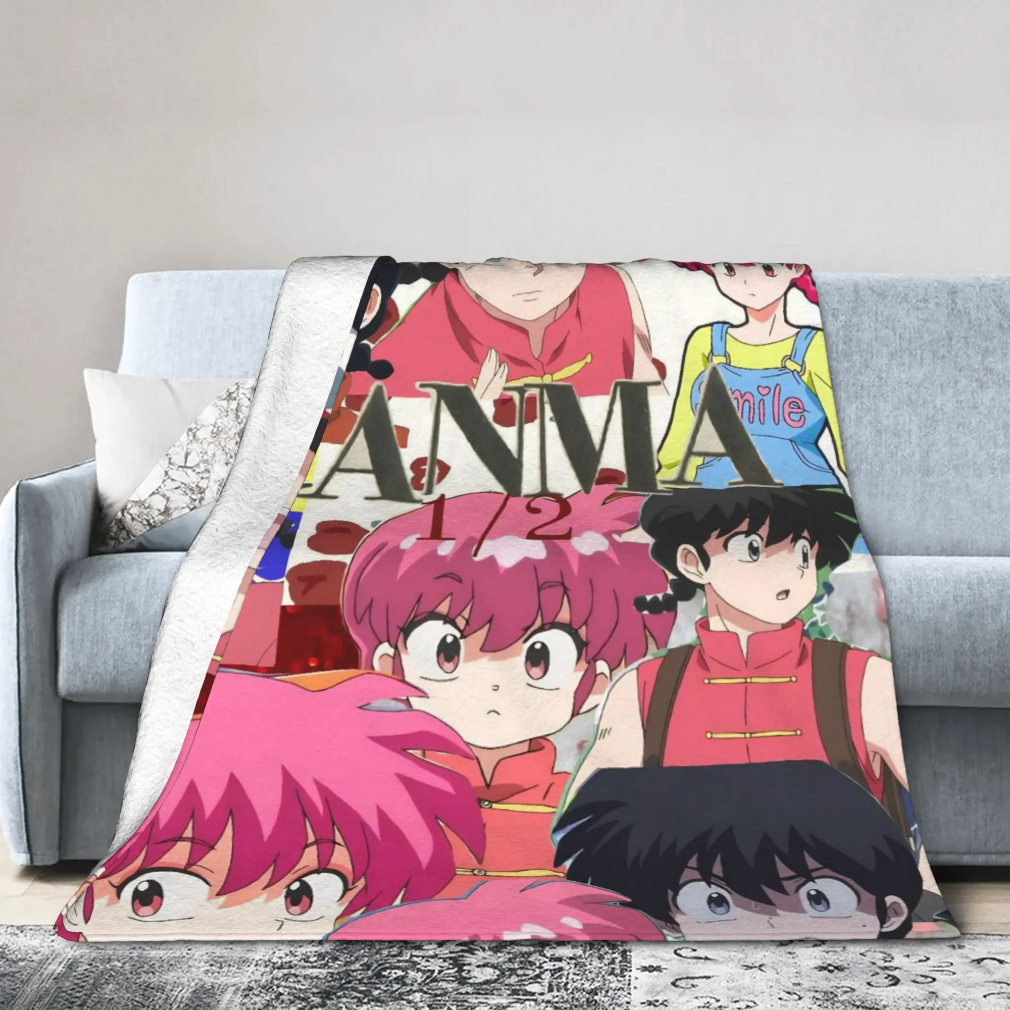 Ranma Japanese Anime Blankets Flannel Spring/Autumn  Multifunction Super Warm Throw Blankets for Sofa Couch Rug Piece