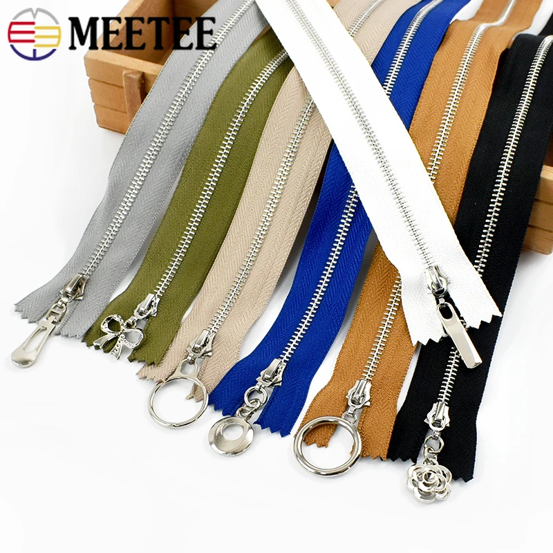 5Pcs 15/18/20/25/30cm Close-End 3# Metal Zippers for Sewing Bag Decorative Zipper Jacket Garment Zip Reapir Kit DIY Accessories