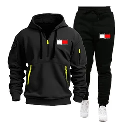 Men's Tracksuit Hooded Sweatshirt+Sweatpants 2 Pcs Sets Sports Suit Casual Jogger Sportswear 2 Piece Male Fleece Streetwear Sets