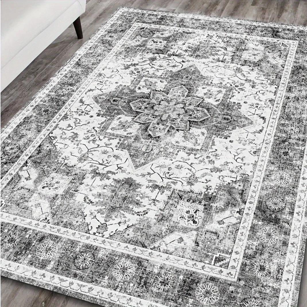 

VIKAMA Retro Persian Pattern Carpet, Crystal Plush Surface, Lightweight Indoor Rug Living Room And Bedroom Rug, Home Decoration