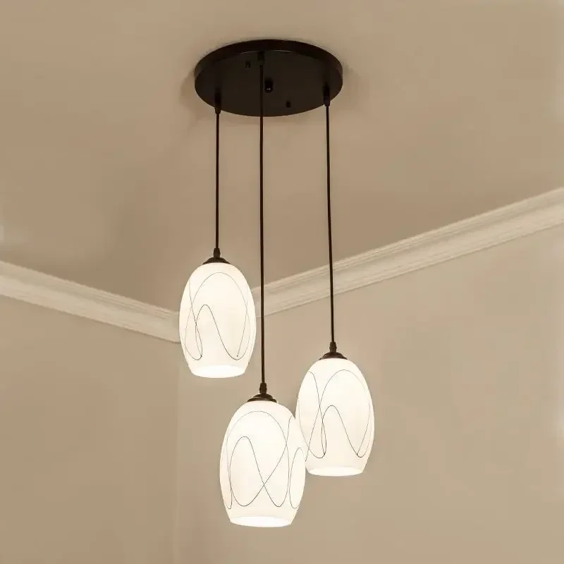 Nordic three-head Simple American restaurant chandelier creative dining room led dining light bar dragon egg chandelier