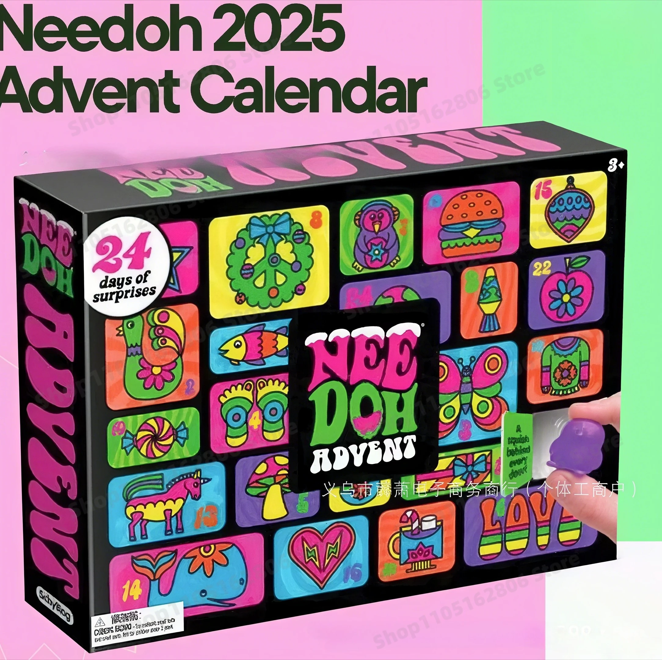 24-дневный адвент-календарь Nee Doh, сжимаемая игрушка, слепая коробка - снятие стресса, сенсорные игрушки для детей/взрослых, Рождество, развлечение обратного отсчета