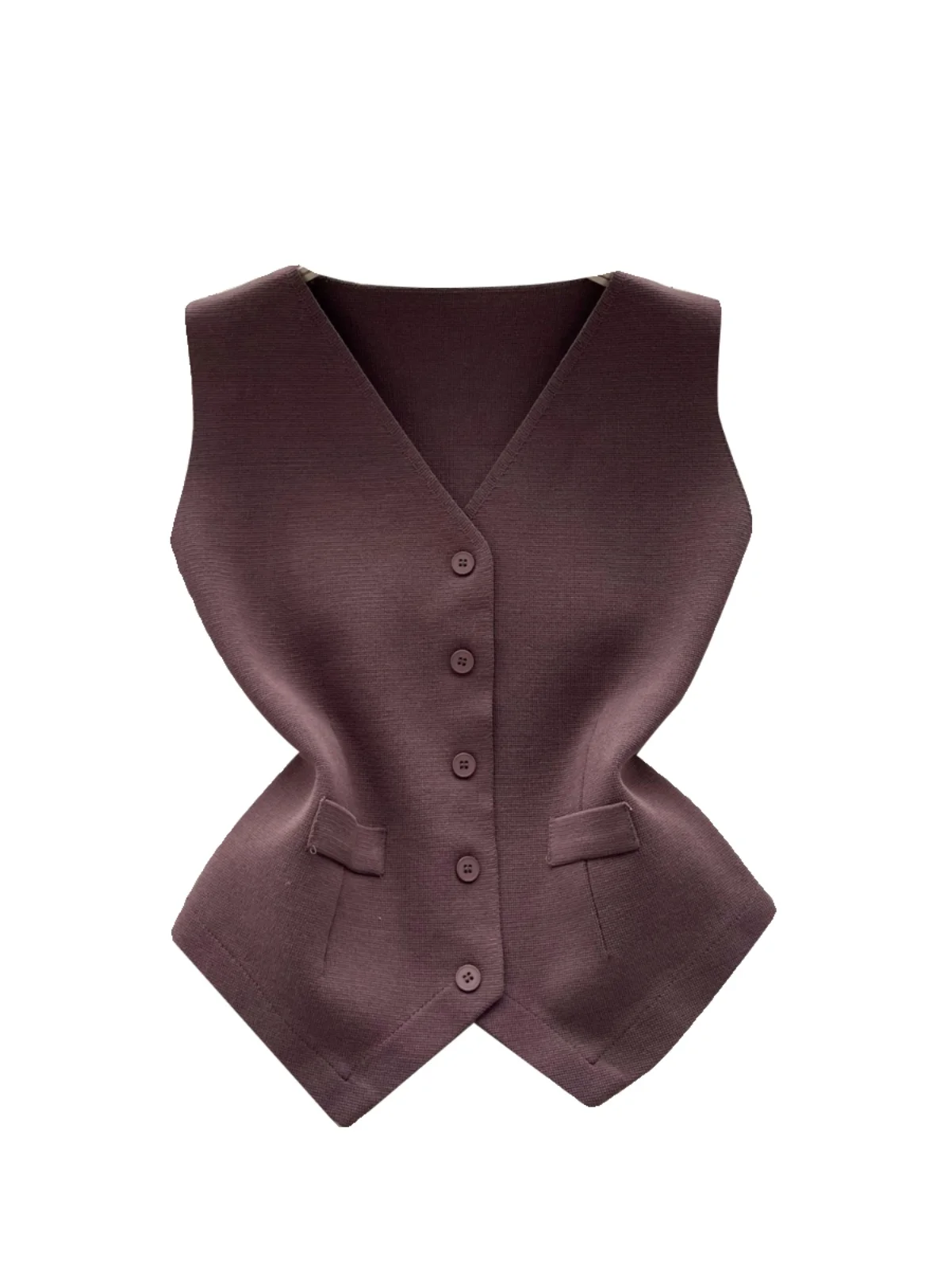 Svel-Weste-Oberteil für Damen, bezauberndes Lagen-Design, Ein-Knopfverschluss, trendige Oberbekleidung, ideal für den Pendelverkehr, reine Farbe