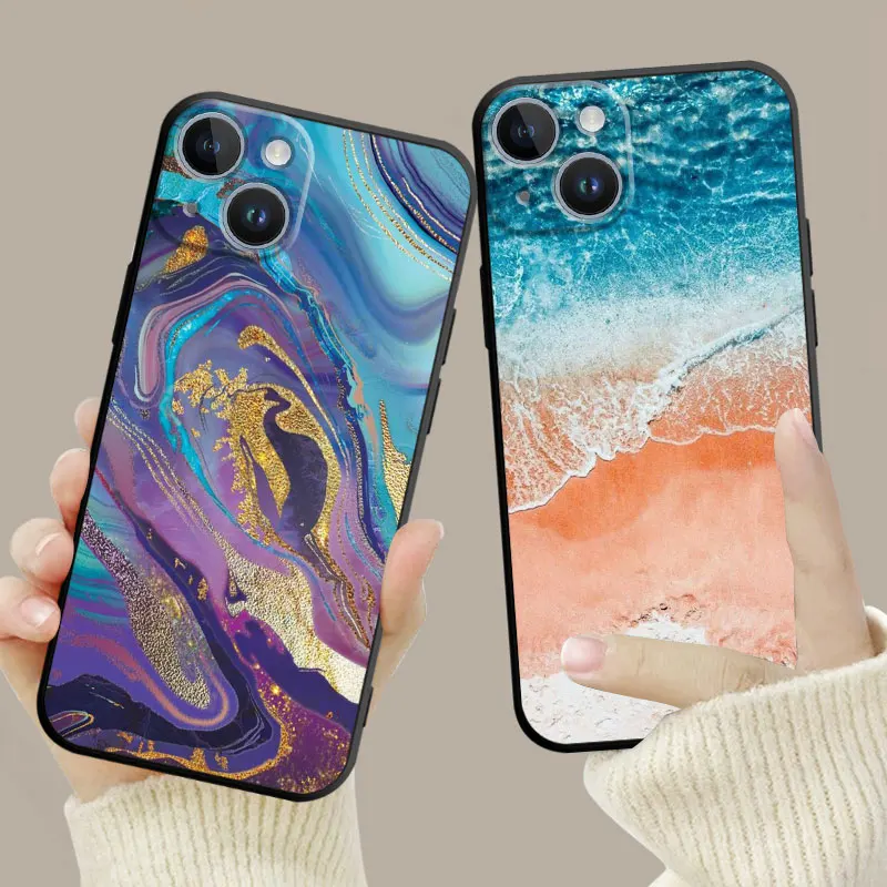 Cellular Phone Case For iPhone 15 14 13 12 11 Pro Max 6 6S 7 8 Plus X XS 12 13 Mini Soft Silicone Case Travel Mountain Sea Beach