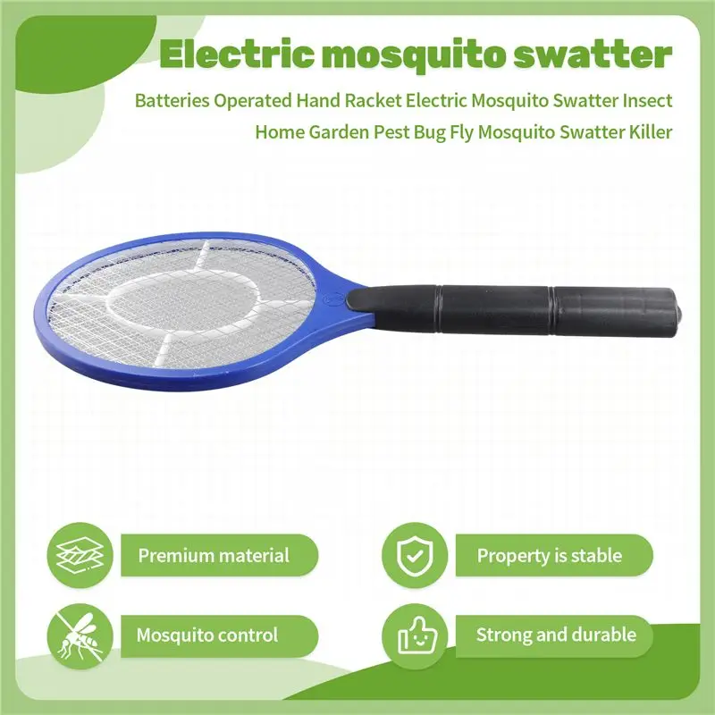 ABMR-Batteries Operated Hand Racket Electric Mosquito Swatter Insect Home Garden Pest Bug Fly Mosquito Swatter Killer