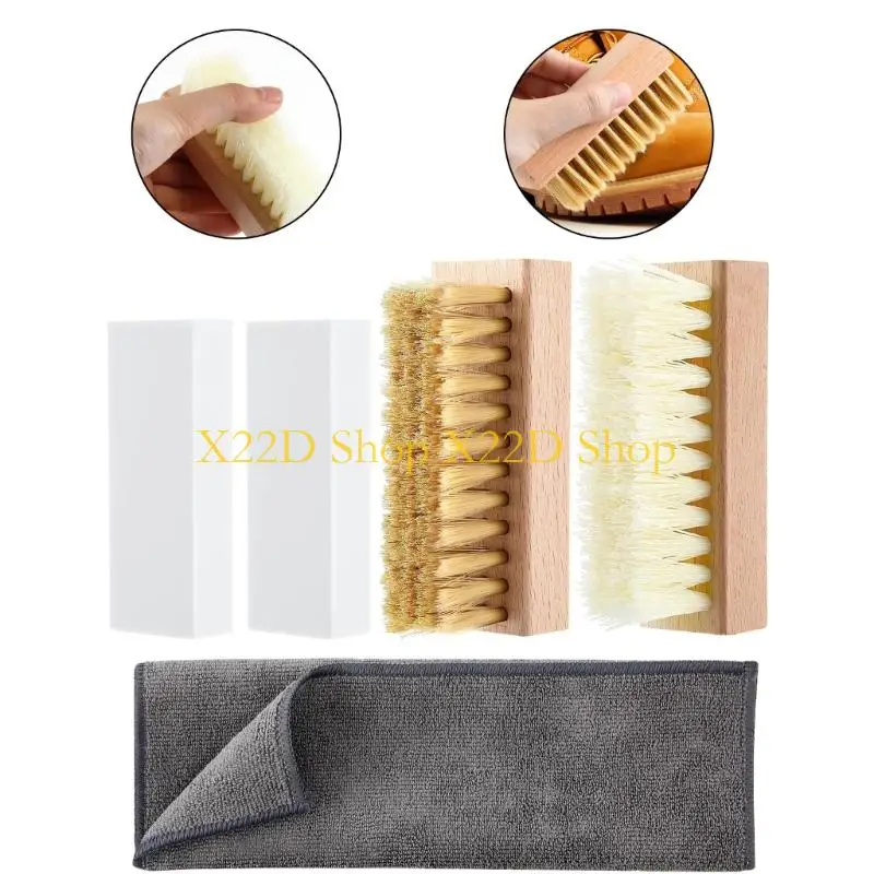 X22D Premium 5 Piece Leather Nubuck Repair Set Gentle Cleaning Tools For Footwear Furniture Car Seats