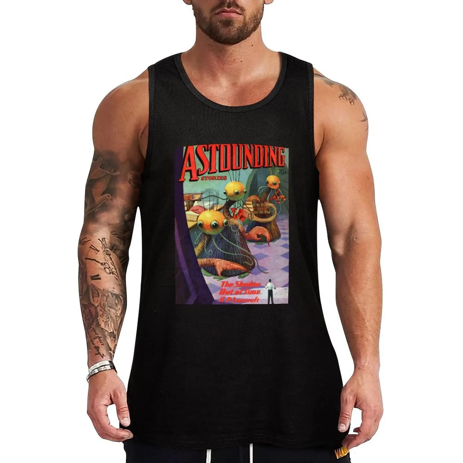 H.P Lovecraft in Astounding Stories Pulp Fiction Tank Top, vêtements de travail robustes, débardeur durable sans manches