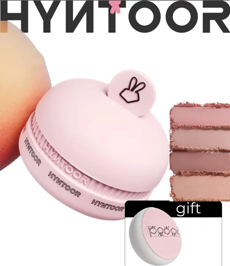 HYNTOOR Macaron Blusher Powder With Puff Natural 8g Apricot Powder Shy Peach Monochrome Blush Purple Makeup Blush Makeup