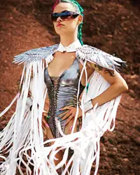 Sparkly Wing Fringe Tassel Patchwork Shawl Women Vintage Cosplay Cape Ponchos Bohemian Cardigan Cloak Boho Capes Streetwear 2024