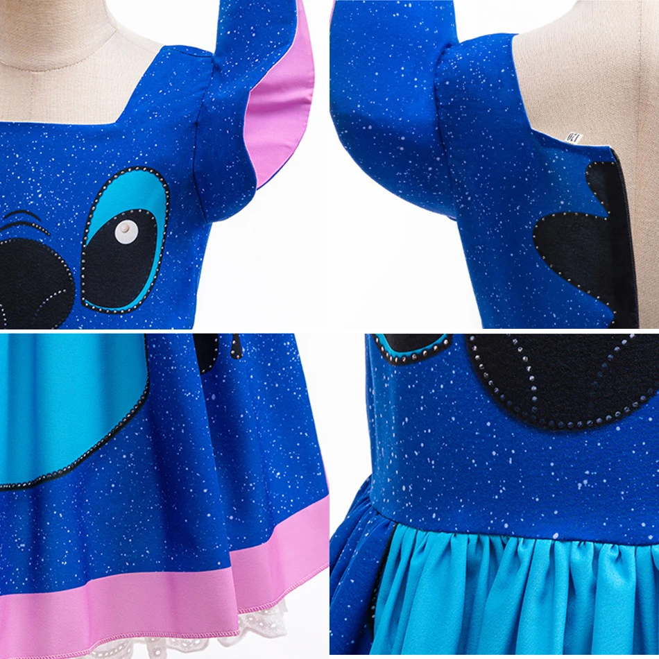 Платье Лило и Стич для девочек, карнавальный костюм с героями мультфильмов для ролевых игр, От 2 до 10 лет, детская одежда с мультяшным принтом на Хэллоуин