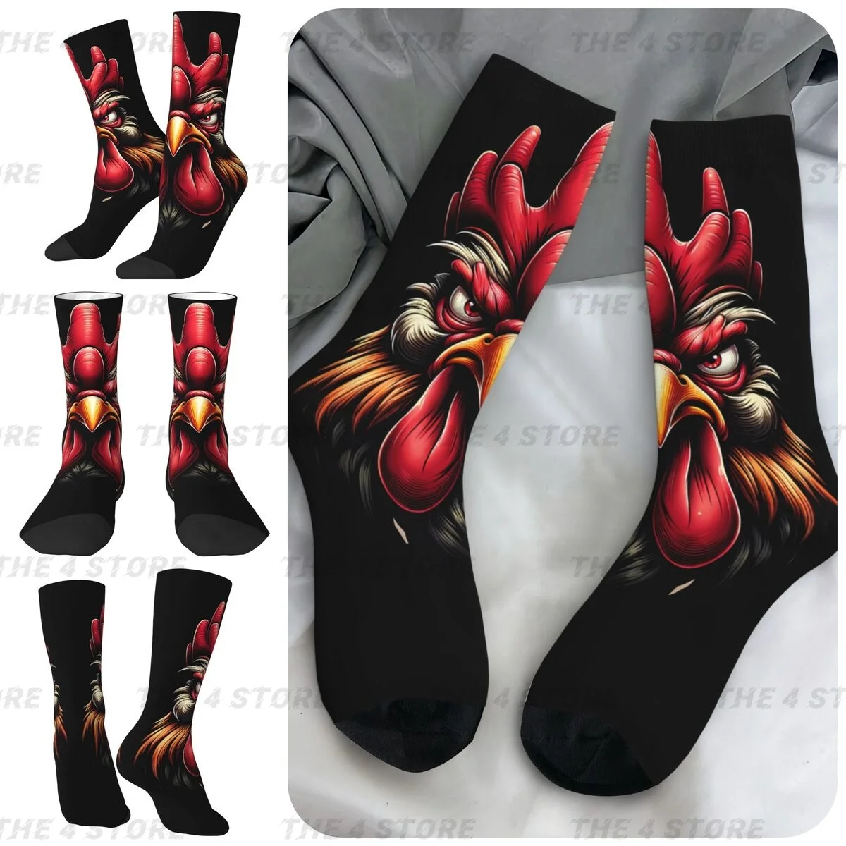 

THE ROOSTER High elasticity polyester fiber Men and Women printing Socks,lovely Applicable throughout the year Dressing Gift
