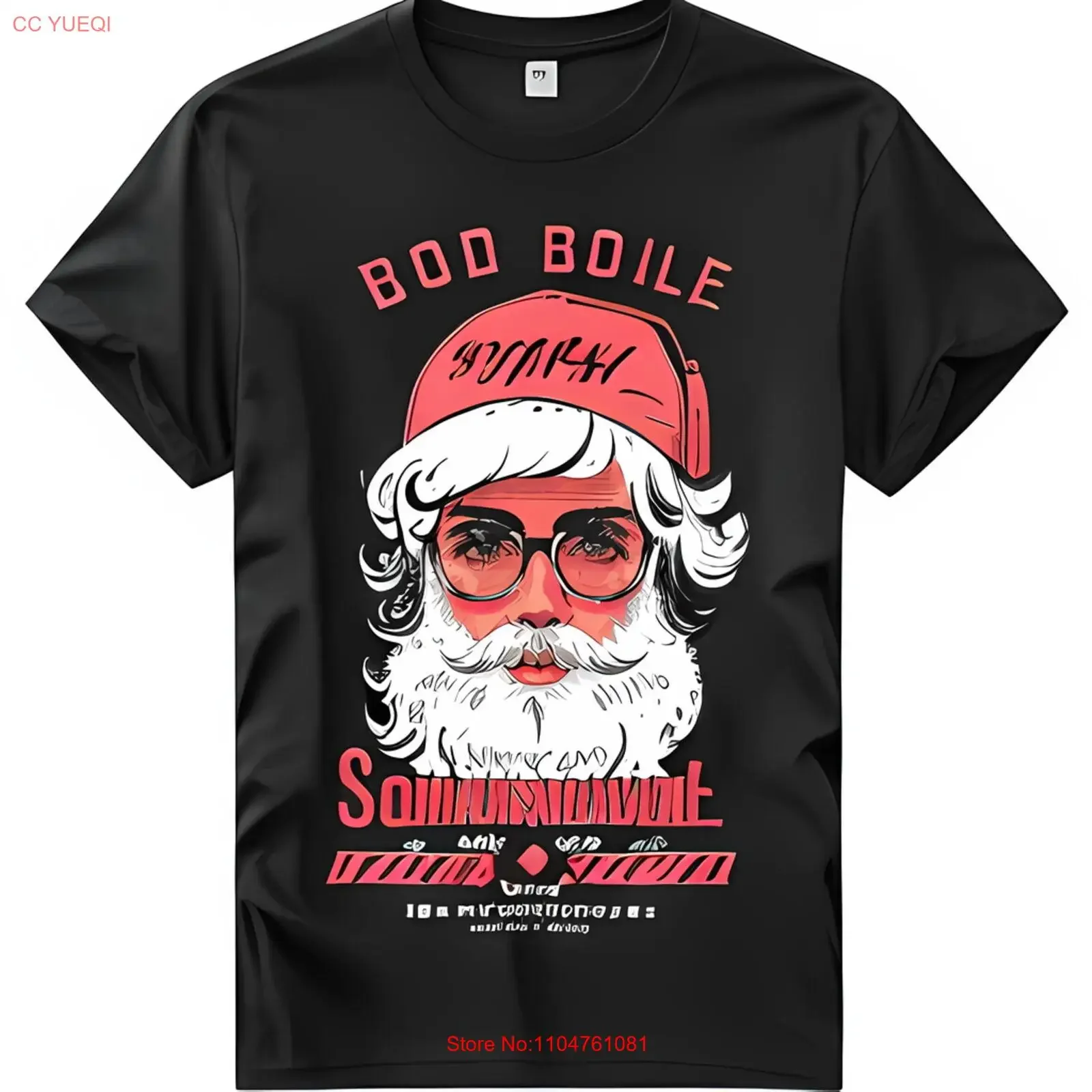 

Крутая черная футболка с Санта-Клаусом Bod Boyle Soundwave Design, винтажная стираная унисекс, модная стильная уличная одежда с графикой
