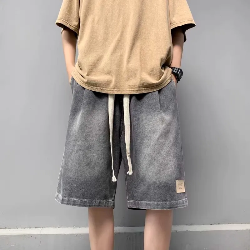 

Retro American Sle Men's Denim orts Summer Waed out Five-Point Pants Loose Fit Workwear Comfortable mid Waist Jeans