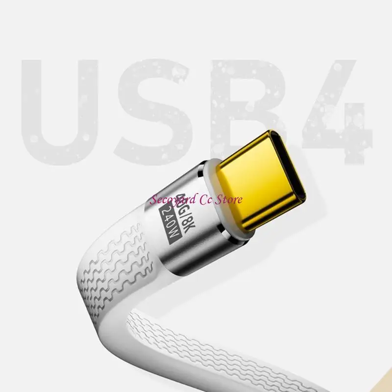 N3UC 240W Powerful USB4 Data Cable 40Gbps Transfer Rate Flexible Ribbon Aluminum Alloy Texture for Various Device