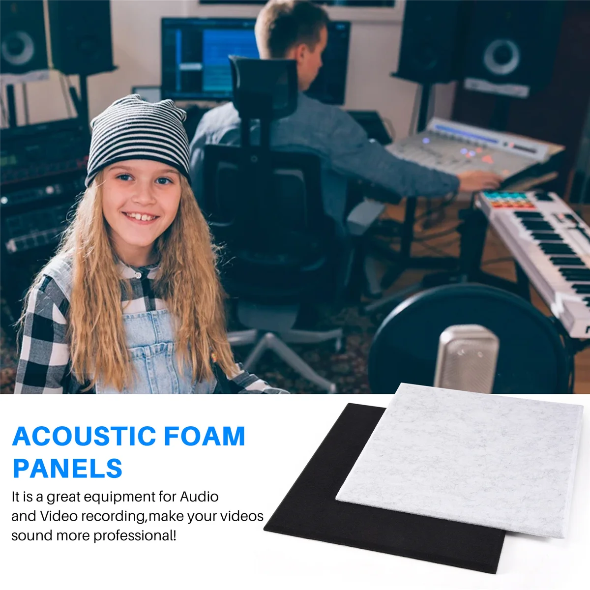 12 Pcs Acoustic Foam Panels,Soundproofing Panel Beveled Edge Sound Panels, Acoustic Treatment Used in Home&Offices Wall