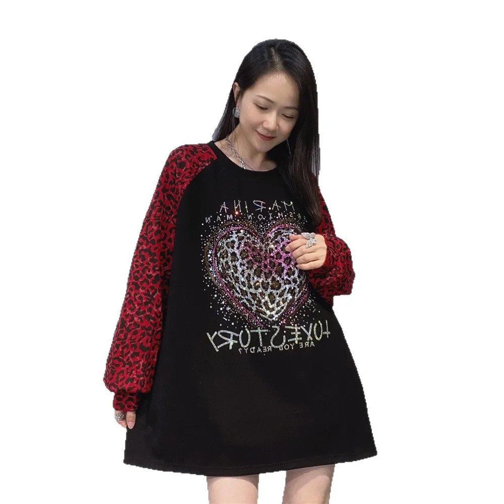 سترة نسائية بغطاء للرأس بأكمام طويلة على شكل الفهد من Colorblock ورقبة دائرية وبلوفرات كبيرة الحجم سترة خريفية غير رسمية عصرية #5