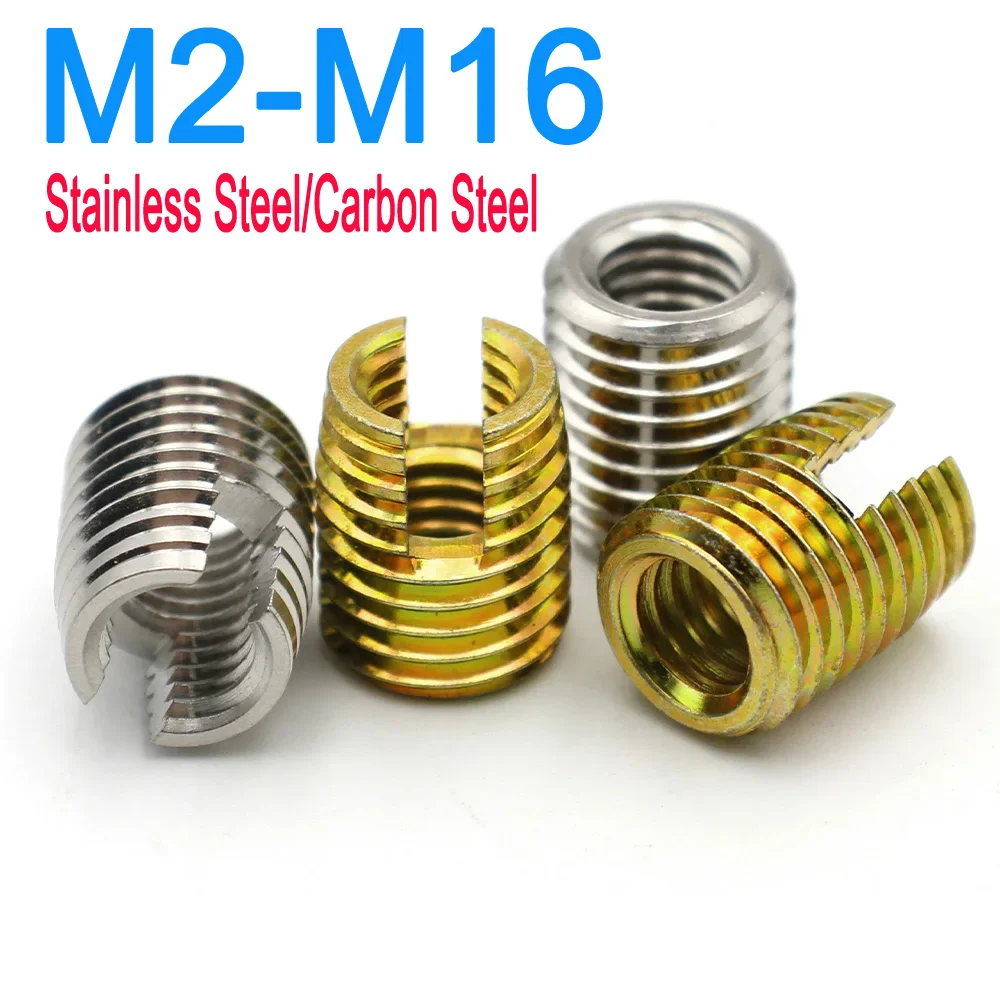 

Galvanized / Stainless Steel M2 M2.5 M3 M4 M5 M6 M8 M10~M16 Thread Repair Insert Slotted Self-tapping Screw Sleeve Nuts 10-2PCS